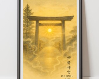 Japanese Ise Jingu Wall Art, Serenity Poster, Home Decor, Zen Living Room, Nature Inspired Art, Gift for Art Lovers