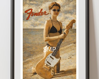 Vintage Fender Guitar Poster | Summer Strings