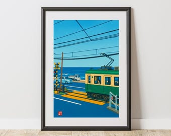 浮世絵版画 葛飾北斎「相模国江ノ島からの眺め」 - Etsy 日本