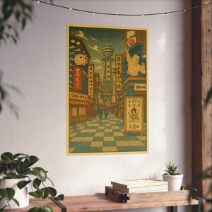 Póster vertical de arte callejero japonés, decoración de pared vintage, decoración asiática para el hogar, regalo único para amantes del arte, impresiones de estética retro.