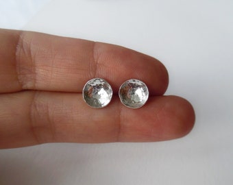 Small Silver Circle Earrings |Concave Circle Earrings | Geometric Silver Earrings | Circle Post Earrings | Circle Stud Earrings | Handmade