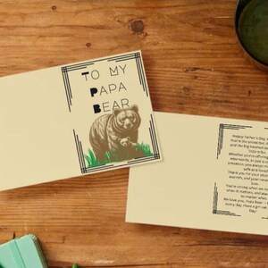 Carte imprimable pour la fête des pères | Carte sincère pour papa | Téléchargement instantané | Carte à téléchargement numérique pour le meilleur papa de tous les temps | Thème papa ours | Ours