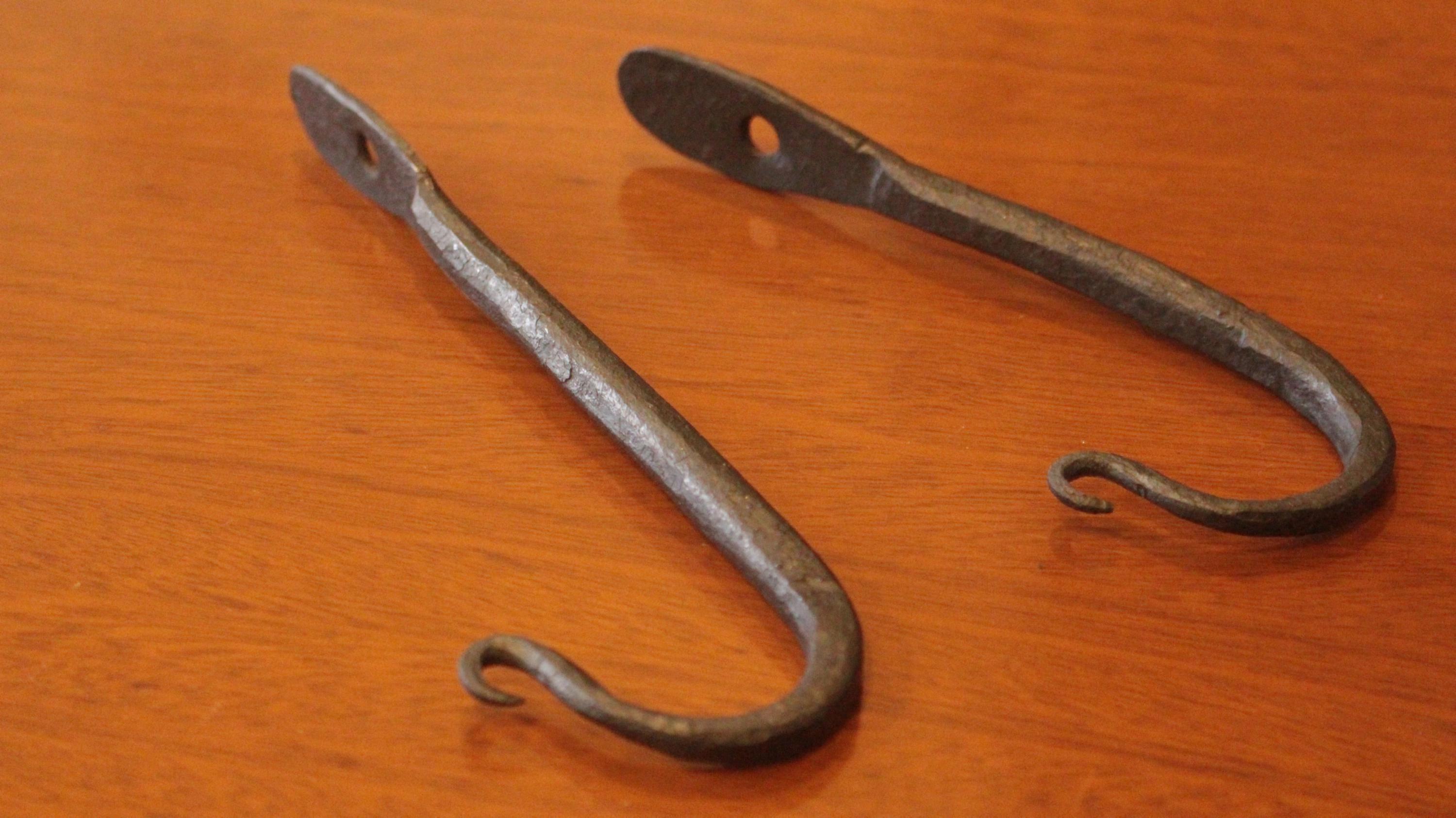 Hand forged blacksmiths J-hook set