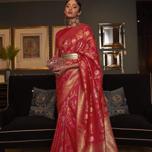 Ready to wear Saree with blouse Women, Indian Wedding Partywear saree, Traditional Festive wear Silk saree, Bridal wear Saree