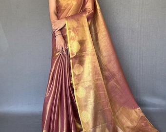 Two Tone Silk Saree: Zari Weaving, Indian Wedding Sari