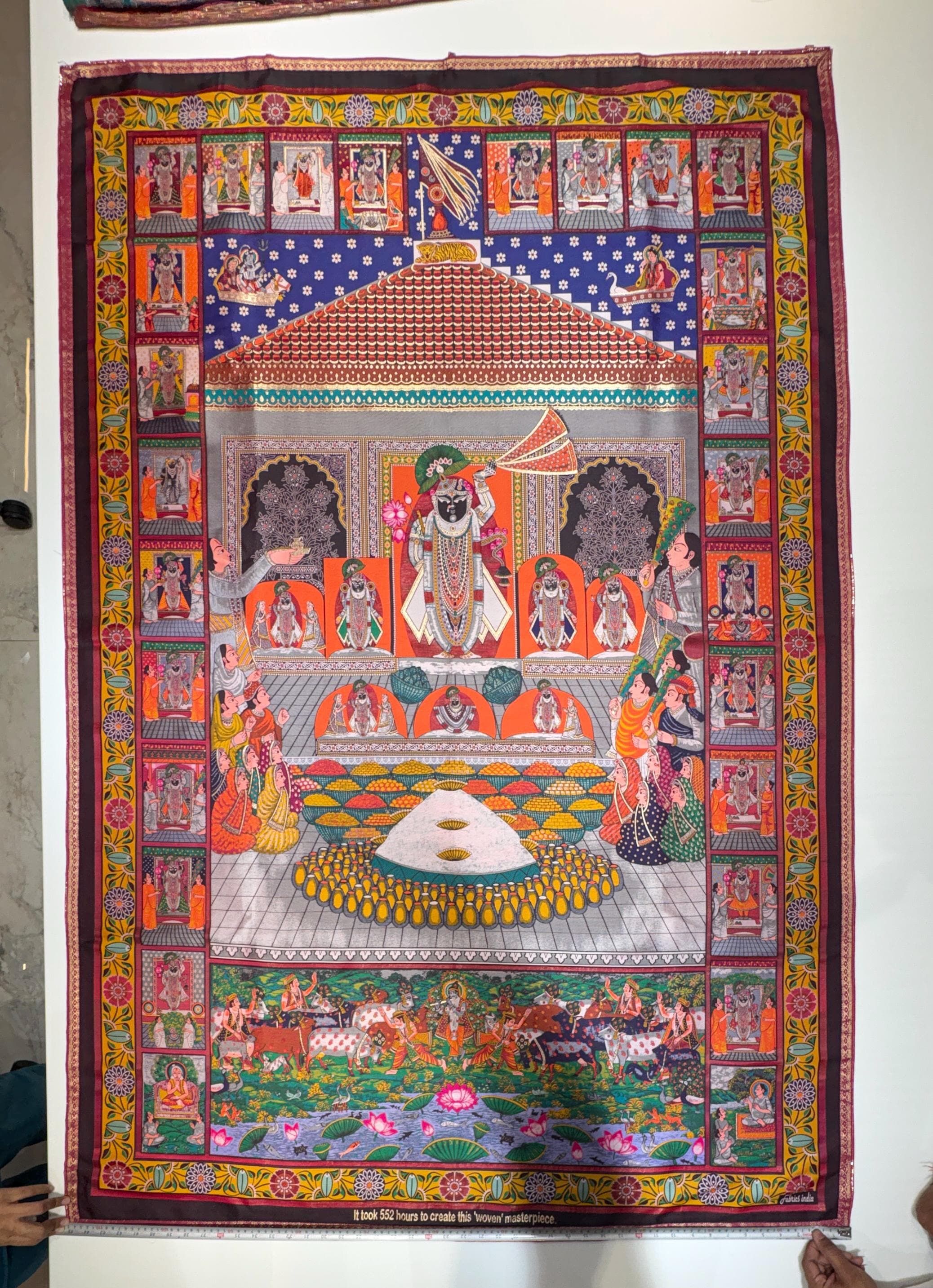 Woven Shrinathji Wall Art | Nathdwara Pichwai Textile, Hindu