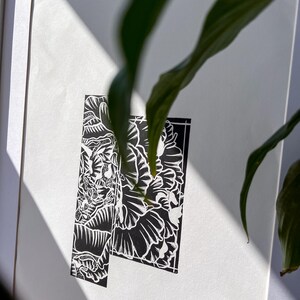 Handmade Floral Abstract Rose Lino Print Original Wall art home decor
