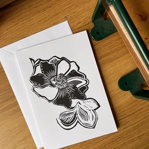 Handmade Lino print Floral/ Botanical Blank/Greeting/Birthday cards
