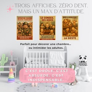 Pack de 3 divertidos pósters de bebé – Bonitos y absurdos pósters vintage – Decoración de pared divertida JPG PNG A3 A4 A5 – Regalo de nacimiento original