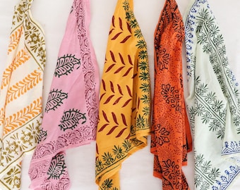 Organic Cotton Bandana Set: Hand Block Print Paisley Scarf, Bulk of 5