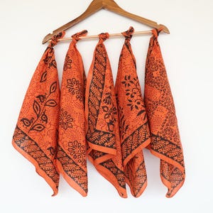 Organic Cotton Paisley Bandana Set: Hand Block Printed Scarves, Vibrant Colors
