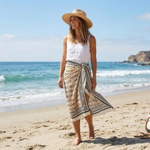 Cotton Sarong, Indian Hand Blockprint, Beach wrap, Skirt, Pareo, Shawl,Cotton Voile, Scarf, Sarongs, Block print, Floral, Summer,Pareo,Shawl