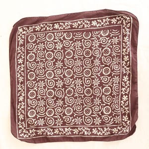 Hand Block Printed Cotton Bandana: Floral Head Scarf, Natural Dye
