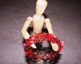 Sweetheart Red Crocheted Bracelet