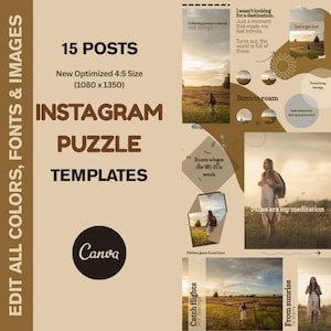 15-Post Instagram Puzzle Template for Travelers | Canva Editable Travel Feed Layout | Wanderlust Social Media Grid
