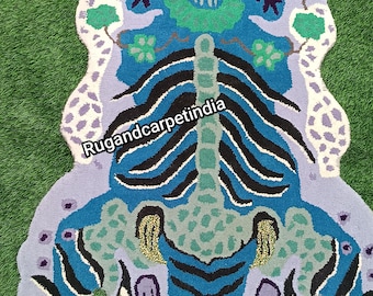 Tibetan Tiger Wool Rug: Hand-Tufted Animal Print Area Rug