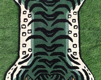 Tibetan Tiger Wool Rug: Hand-Tufted Animal Print Area Rug