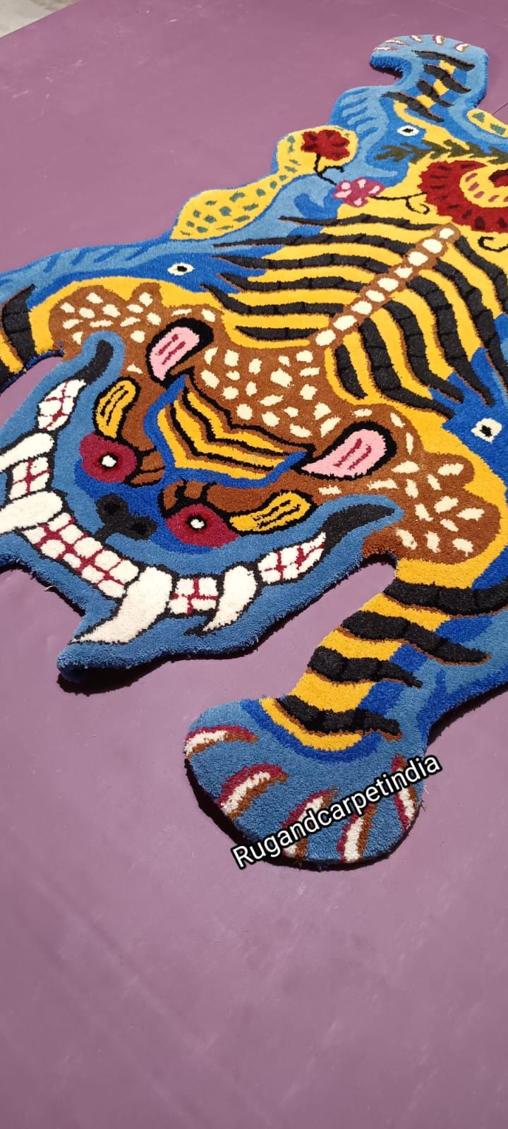 Handmade Tibetan Tiger Wool Rug: Animal Print Carpet