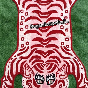 Handmade Wool Tiger Rug: Animal Print Tufted Carpet