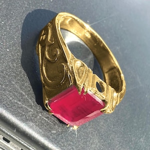 Natural Ruby Gemstone Ring 14k Solid Gold Ring For Men&#39;s Engagement Ring July Birthstone Month