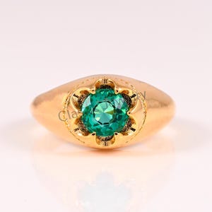14k solid gold Emerald men ring , gift for him, May birthstone, birthstone ring, green stone ring, gold ring men, gold signet ring
