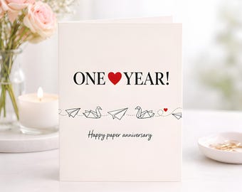 Paper Anniversary Card, First Anniversary Origami, Love Greeting, Romantic Wedding Keepsake For Husband Wife