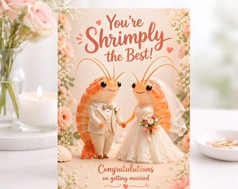 Shrimp Wedding Card Funny Congratulations Card Romantic Sea Life Couple Marriage Celebration Gift Anniversary