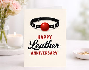 Leather Anniversary Card, Gag Gift For Partner, Bondage Inspired Greeting Card, Kinky Couples Keepsake