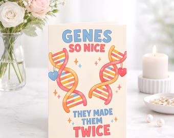 Twin Pregnancy Card, DNA Baby Shower Greeting, Expecting Twins Congratulations Keepsake Card Gift