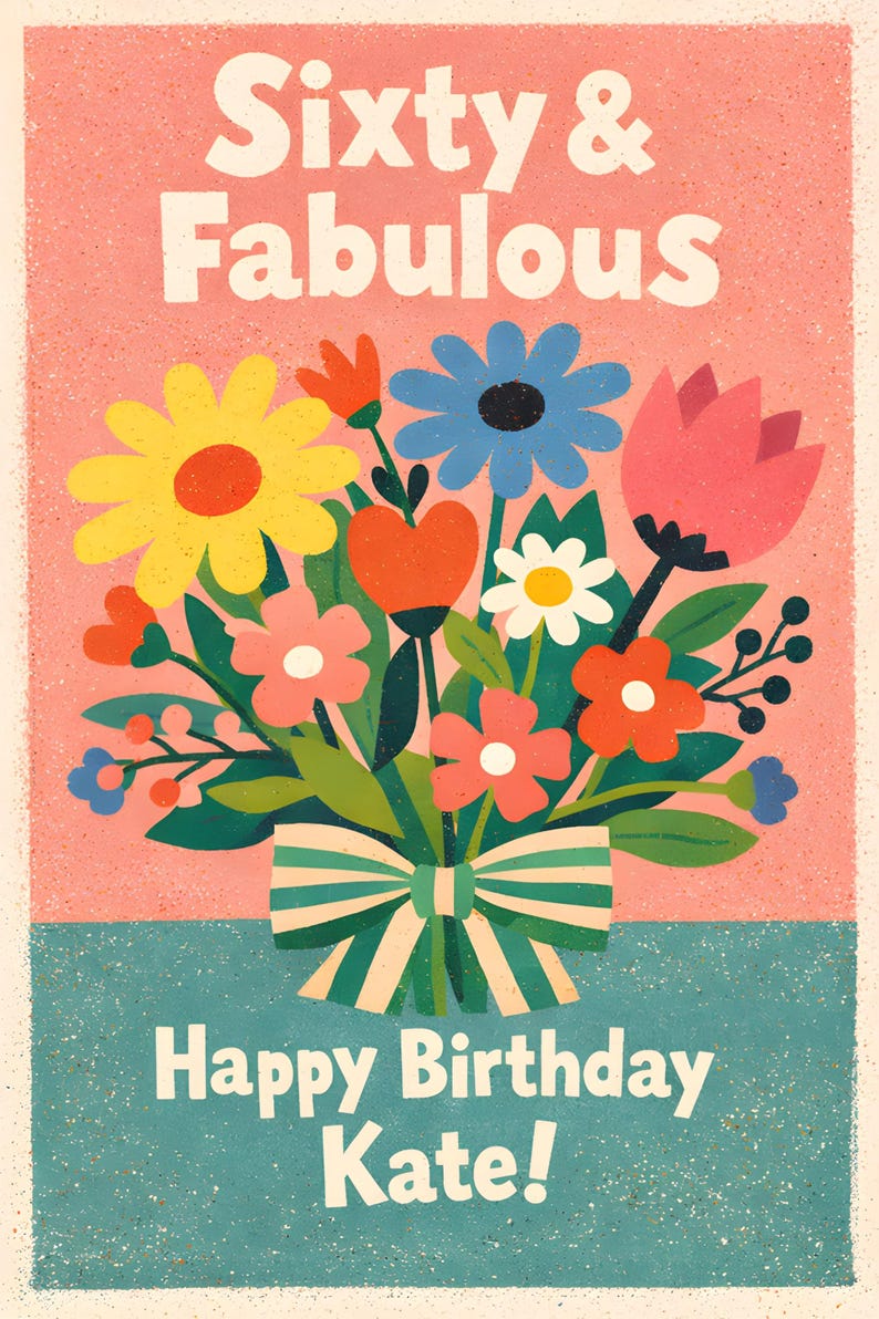 60th Birthday Card for Her, Personalised Name, Floral Sixty for Mum ...
