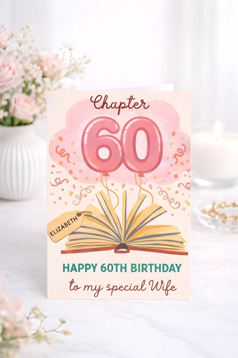Personalised 60th Birthday Card for Wife, Chapter 60 Card, Custom Name ...