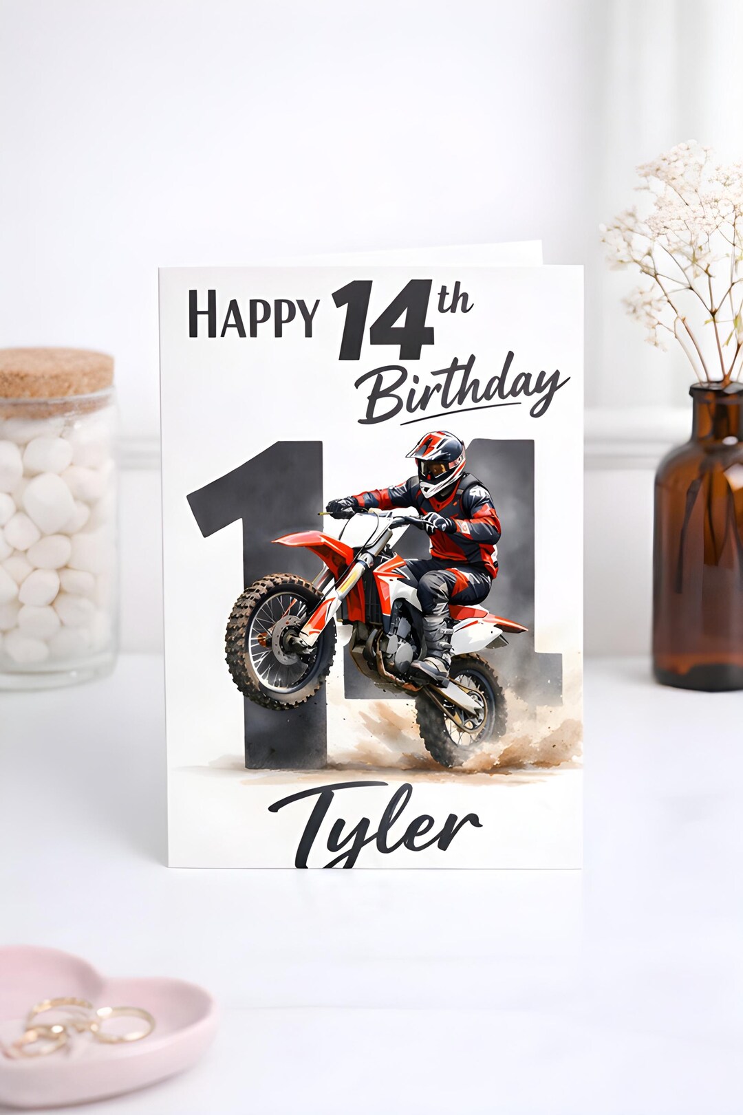 Birthday My Rider Personalised Dirt Bike Birthday Card, for Teen Boy Motocross Rider, Age ...