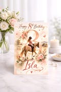 Personalised 8th Birthday Card for Girl – Horse Riding with Custom Name & Age – Equestrian Eight product logo