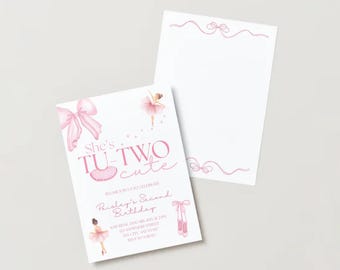 Ballerina Second Birthday Invitation | Pink Ballet Party (Digital Download)