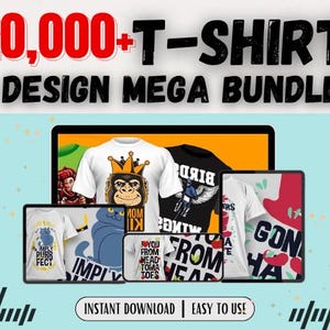 20,000+ T-Shirt Design Mega Bundle | Editable T-Shirt Graphics | AI, PSD, png, JPG, eps | Print on Demand Shirt Design Pack