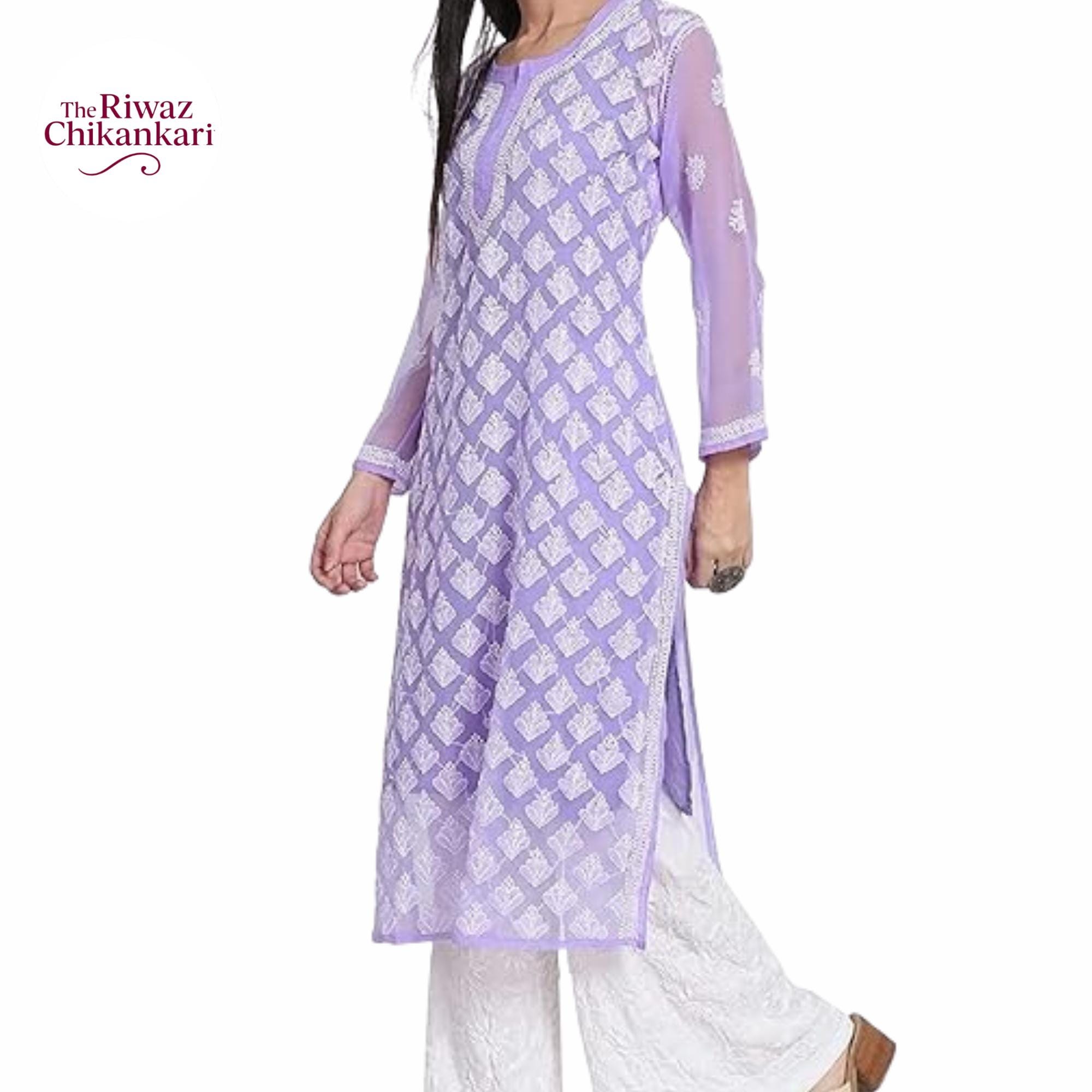 purple chikankari dress Purple Chikankari