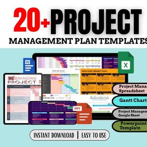 20+ Team Project Planning Templates | Excel Timeline, Resource Allocation & Gantt Charts, Powerpoint Template | Instant Download