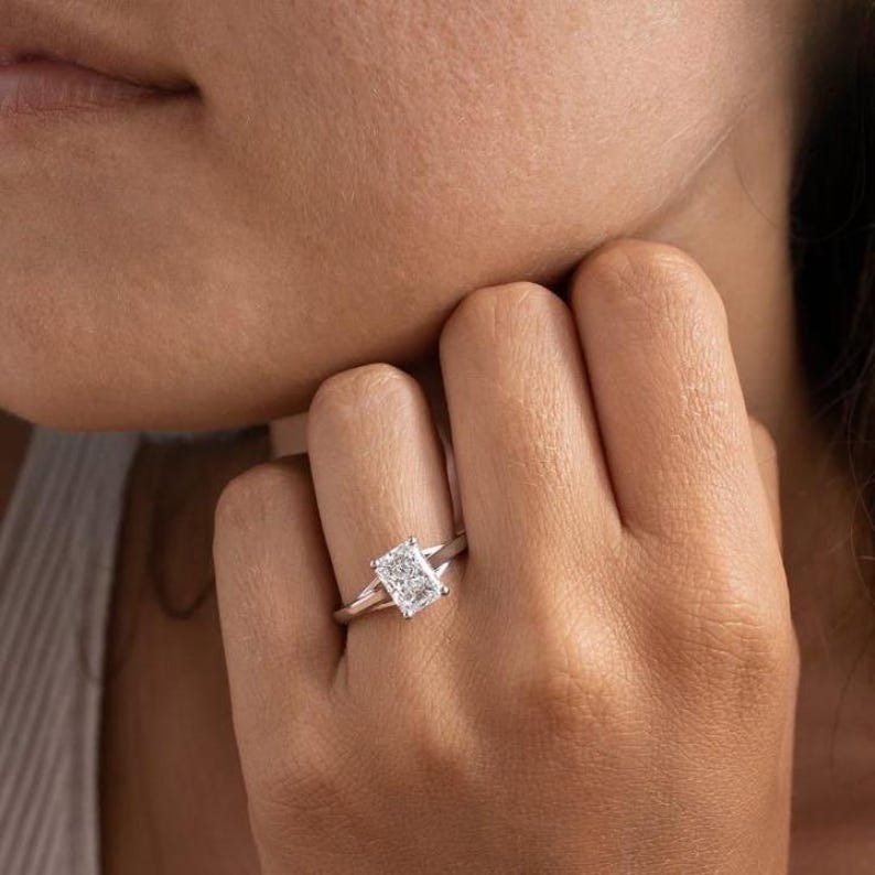 Radiant Cut Ring, Solitaire Ring, Lab Grown Diamond,14k Gold Ring ...