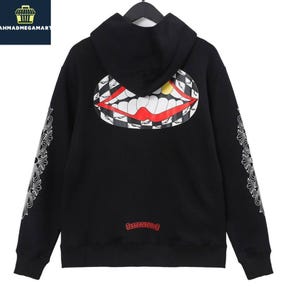 Gedurfde grafische hoodie | Streetwear-glimlachprint | Zwarte uniseks trui met capuchon | Edgy oversized hoodie | Hoodie in gotische stijl