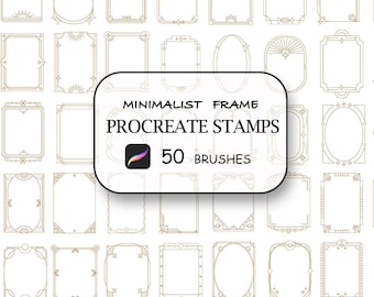 Procreate Stamp Brush: 50 Minimalist Frame Artline(Digital Download)