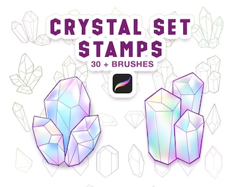 Conjunto de pinceles Procreate Crystal Stamp: más de 35 sellos Artline (descarga digital)