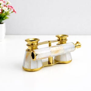 Vintage Mother of Pearl Opera Glasses | Brass Lorgnette