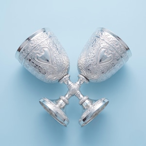 Conjunto de cálices de prata personalizados com gravação, taça de latão personalizada, cálice de vinho, presente de aniversário para casais, taça para brinde de casamento