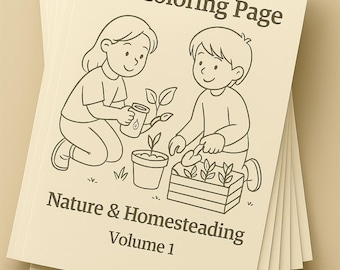 Little Roots Coloring Pack – Volume 1 | 5 Nature & Homesteading Pages for Kids | Printable PDF