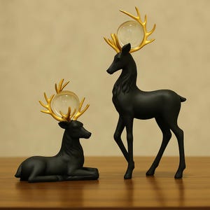 Crystal Antler Deer Figurines: Modern Nordic Home Decor Set