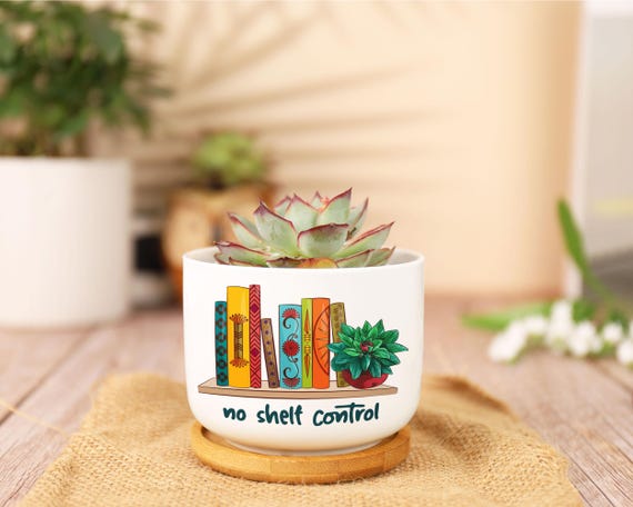 No Shelf Control Plant Pot, Book Planter, Ceramic Mini Flower Holder, Book  Lover Gift, Gift for Reader Bookworm Bookish, Home Decoration - Etsy Israel