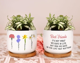 Personalized Best Friends Ceramic Plant Pot Mini Planter Flower Pot Friendship Gift for Best Friends Bestie Birthday Gift Soul Sisters Gift