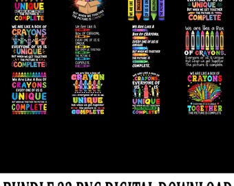 We Are Like a Box of Crayons PNG, Inclusive Teacher Clipart, Back to School Digital Download, Classroom Sublimation Design for Students