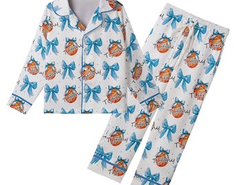 Pijama de baloncesto personalizado de satén para mujer, niño y joven, regalo para mamá, familia y amigos.