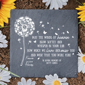 Personlig maskrosminnessten i skiffer, personlig minnessten, minnessten, minnessten, gravsten, sorgplack, minnessten, gravsten, minnessten, gravsten, sorgplack